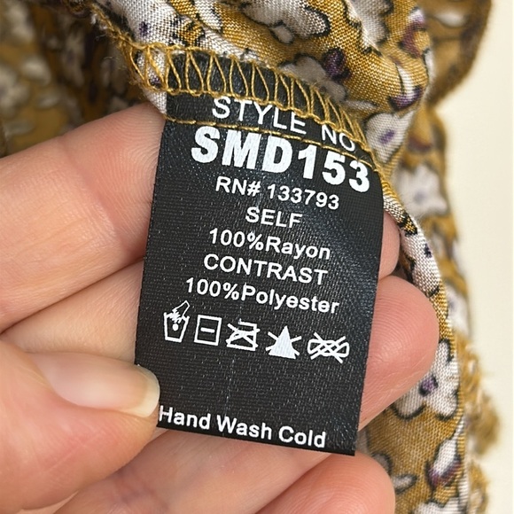 POL Brown Floral Mixed Print High Low Boho Mini Dress Size Large - Picture 11 of 16